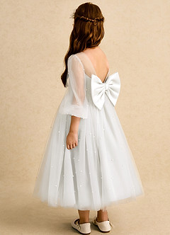 Azazie Trudy Flower Girl Dresses Ivory Ball-Gown Sweetheart Neckline Tulle Dress image7