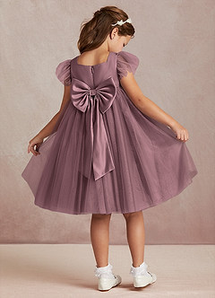 Azazie Kalio Abiti da Ragazza di Fiori Abito A-Line in Tulle Con Maniche Vintage Malva image1