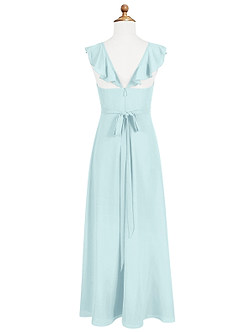 Azazie Emily Junior A-Linie Gestreift Chiffon Kleid Seegrün image6