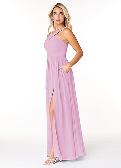 Azazie Elvira Bridesmaid Dresses Candy Pink A-Line Pleated Chiffon Dress image3