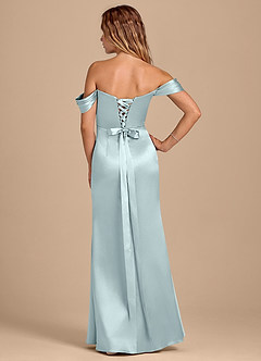 Azazie Shea Bridesmaid Dresses Mist Mermaid Off the Shoulder Metallic Satin Convertible Dress image4