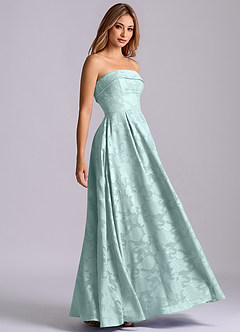 Azazie Lucienne Brudtärnklänningar Klä av A-Linje i Blommig Utbrändhet Axelbandslös Dimma image1