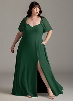 Azazie Chloe Bridesmaid Dresses Dark Green A-Line Sweetheart Neckline Chiffon Dress image9