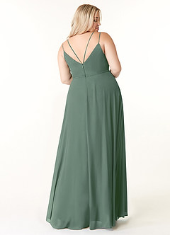 Azazie Janine Bridesmaid Dresses Eucalyptus A-Line V-Neck Chiffon Dress image7