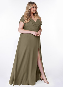 Azazie Rylee Bridesmaid Dresses Willow Green A-Line Pleated Chiffon Dress image9