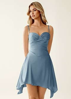 Avanlin Puderblau Rüschen-Minikleid image3