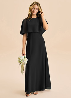 Azazie Maris Junior Vestido Negro de Gasa de Corte en A image3