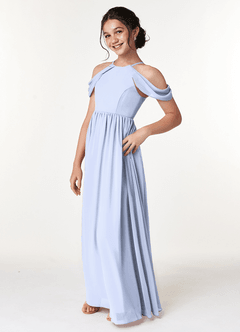 Azazie Seneca Junior Ice A-Line Off the Shoulder Chiffon Dress image4