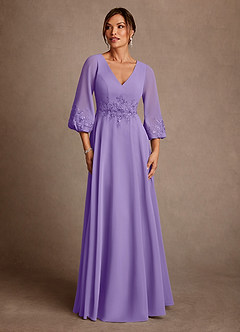 Azazie Yorba Suknie dla Matki Panny Młodej Linia A Koronka Szyfon Długość podłogi Sukienka image1