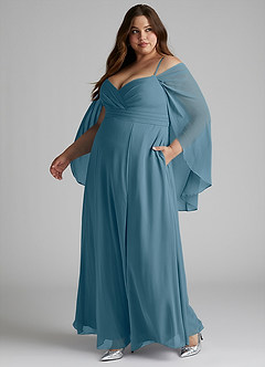 Azazie Cienna Bridesmaid Dresses Bermuda A-Line Off the Shoulder Chiffon Dress image10