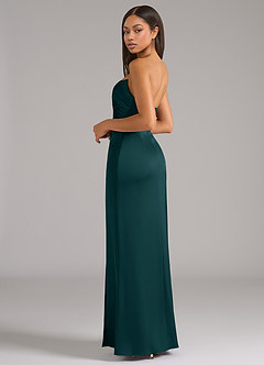 Azazie Marla Vestidos de damas de honor Vestido de Pino de Satén Elástico de Corte Recto Convertible con Sin tirantes image5