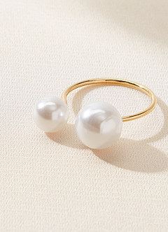 front Double Pearl Open Ring