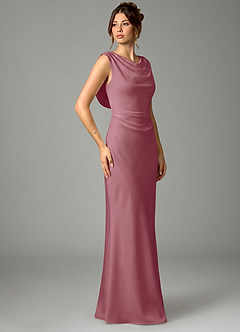 Azazie Kieryn Bridesmaid Dresses Vintage Mauve Mermaid Pleated Stretch Satin Dress image3