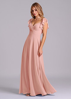 Azazie Leilani Bridesmaid Dresses Rosette A-Line Pleated Chiffon Dress image5