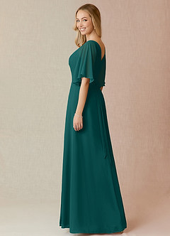 Azazie Cierra Bridesmaid Dresses Peacock A-Line V-Neck Chiffon Dress image5