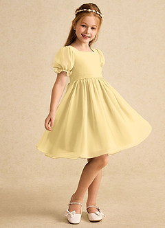 Azazie Jolie Flower Girl Klänningar Klä A-Line i Chiffong med ärmar image1
