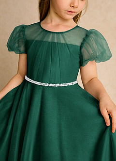 Azazie Duckie vestidos de niña de las flores Vestido de Esmeralda de Tul de Princesa con Plisado image6