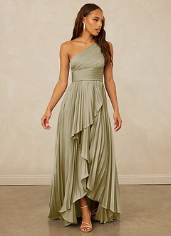 Christian Siriano Bridal for Azazie 1008 Bridesmaid Dresses Moss Green A-Line One Shoulder Stretch Satin Dress image3