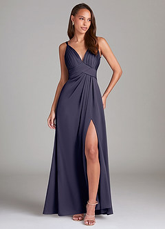 Azazie Maren Allure Bridesmaid Dresses Stormy A-Line Lace Stretch Satin Dress image3