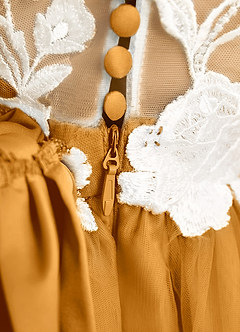 Azazie Sundae Blumenmädchenkleider Ballkleid Spitze Kleid Butterscotch image8