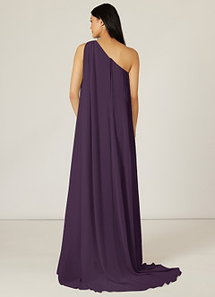 Azazie Lydia Bridesmaid Dresses Plum Mermaid One Shoulder Chiffon Dress image2