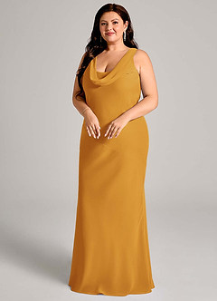Azazie Rylina Bridesmaid Dresses Butterscotch Mermaid Pleated Chiffon Dress image9