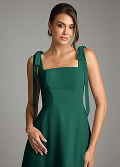 Azazie Debra Bridesmaid Dresses Emerald A-Line with Pockets Chiffon Convertible Dress image2