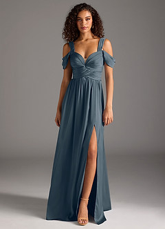 Azazie Lianne Jurken voor bruidsmeisjes Jurk van Stretch Satijn met A-Lijn Off the Shoulder Schemering image8