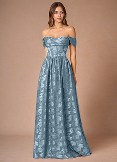 Hazel Dammblå Plisserad maxibalklänning image3