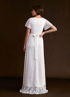 Azazie Lanei Wedding Dresses A-Line V-Neck Lace Floor-Length Dress image2