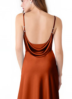 Azazie Alaija Bridesmaid Dresses Paprika Mermaid Side Slit Stretch Satin Dress image6
