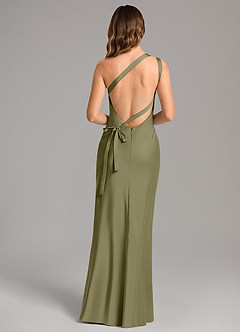 Azazie Monroe Jurken voor bruidsmeisjes Jurk van Stretch Satijn met Zeemeermin One-Shoulder Pistache image2