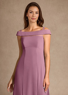 Azazie Ewa Mother of the Bride Dresses Vintage Mauve A-Line Off the Shoulder Mesh Dress image9
