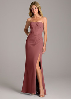 Azazie Chantel Robes de demoiselle d'honneur Robe Fourreau Convertible en Mousseline de soie Sans bretelles Améthyste image3