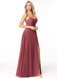 Azazie Moira Bridesmaid Dresses Merlot A-Line Scoop Chiffon Dress image4