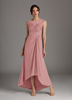 Azazie Endora Final Sale Dusty Rose A-Line Scoop Lace Chiffon Dress image1