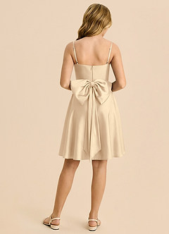 Azazie Bear Junior Robe Trapèze en Satin extensible Encolure en Forme de Cœur Champagne image2