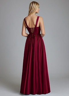 Azazie Delmie Brudtärnklänningar Klä av A-Linje i Stretch Satin Korsett Bourgogne image2