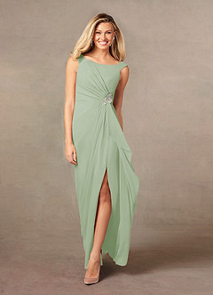 Azazie Yarrow Venta Final Vestido de Dark Navy de Gasa de Corte en A con Plisado image3