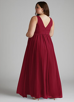 Azazie Yetta Maternity Bridesmaid Dresses A-Line V-Neck Gathered Chiffon Floor-Length Dress image11