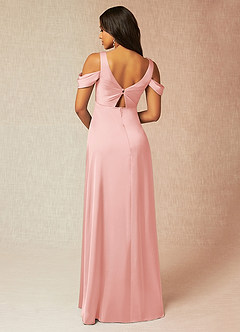 Azazie Rhea Robes de demoiselle d'honneur de maternité Robe Trapèze Épaule nue plissée Longueur ras du sol Satin extensible image2