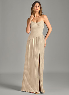 Azazie Becka Final Sale Champagne A-Line Strapless Chiffon Dress image1