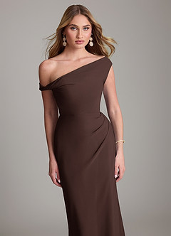 Azazie Emerson Jurken voor bruidsmeisjes Jurk van Chiffon met Kolom Off the Shoulder Ganache image2