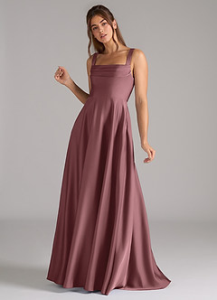Azazie Shaude Bridesmaid Dresses Vintage Mauve A-Line Pleated Stretch Satin Dress image5