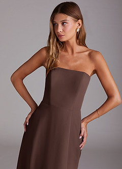 Azazie Wren Bridesmaid Dresses Ganache A-Line Strapless Chiffon Dress image5