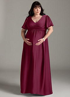 Azazie Verna Robes de demoiselle d'honneur de maternité Robe Trapèze Rayé Longueur ras du sol Satin extensible image13