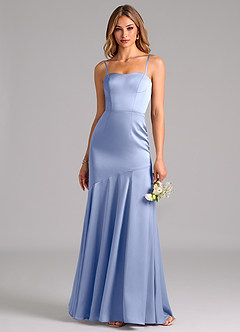 Azazie Shiloh Bridesmaid Dresses Ice Mermaid Strapless Stretch Satin Convertible Dress image2