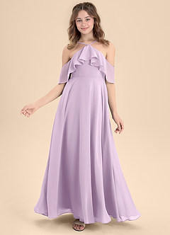 Azazie Tessabelle Junior Vestido de Lila Esmerilada de Gasa de Corte En A con Vestidos sin tirantes image6