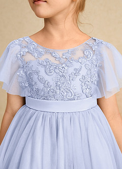 Azazie Queenie Robe Demoiselle D'honneur Fillette Robe Trapèze en Dentelle Lavande image4