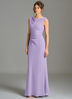 Azazie Kieryn Bridesmaid Dresses Lilac Mermaid Pleated Chiffon Dress image3
